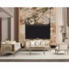 Casa Padrino Luxus Barock Couchtisch Grau / Gold 103 cm - Barock Wohnzimmer Möbel
