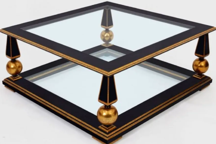 Casa Padrino Luxus Barock Couchtisch Schwarz / Antik Gold 113 x 113 x H. 47 cm - Prunkvoller Massivholz Wohnzimmertisch mit Glasplatten - Barock Wohnzimmer Möbel