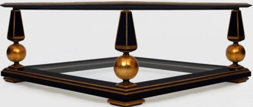 Casa Padrino Luxus Barock Couchtisch Schwarz / Antik Gold 113 x 113 x H. 47 cm - Prunkvoller Massivholz Wohnzimmertisch mit Glasplatten - Barock Wohnzimmer Möbel