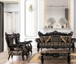Casa Padrino Luxus Barock Couchtisch Schwarz / Gold - Massivholz Wohnzimmertisch im Barockstil - Barock Wohnzimmer Möbel - Edel & Prunkvoll