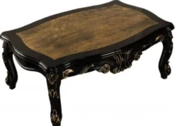 Casa Padrino Luxus Barock Couchtisch Schwarz / Gold - Massivholz Wohnzimmertisch im Barockstil - Barock Wohnzimmer Möbel - Edel & Prunkvoll