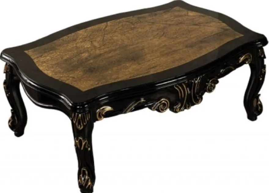 Casa Padrino Luxus Barock Couchtisch Schwarz / Gold - Massivholz Wohnzimmertisch im Barockstil - Barock Wohnzimmer Möbel - Edel & Prunkvoll
