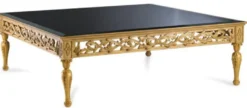 Casa Padrino Luxus Barock Couchtisch mit Glasplatte Antik Gold / Schwarz - Quadratischer Wohnzimmertisch im Barockstil - Barock Möbel - Edel & Prunkvoll - Luxus Qualität - Made in Italy