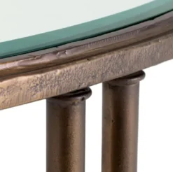 Casa Padrino Luxus Barock Couchtisch mit Glasplatte Bronze Ø 96 x H. 36,5 cm