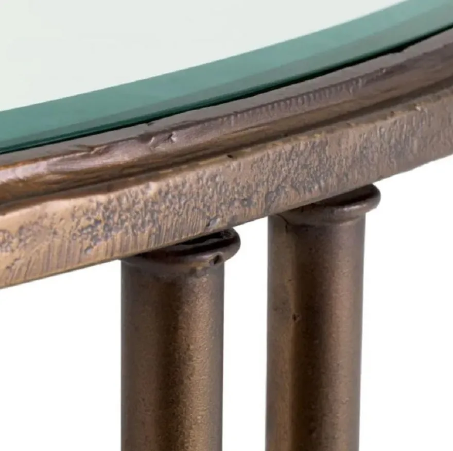 Casa Padrino Luxus Barock Couchtisch mit Glasplatte Bronze Ø 96 x H. 36,5 cm