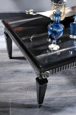 Casa Padrino Luxus Barock Couchtisch Schwarz / Silber 130 x 79 x H. 43 cm - Wohnzimmertisch im Barockstil