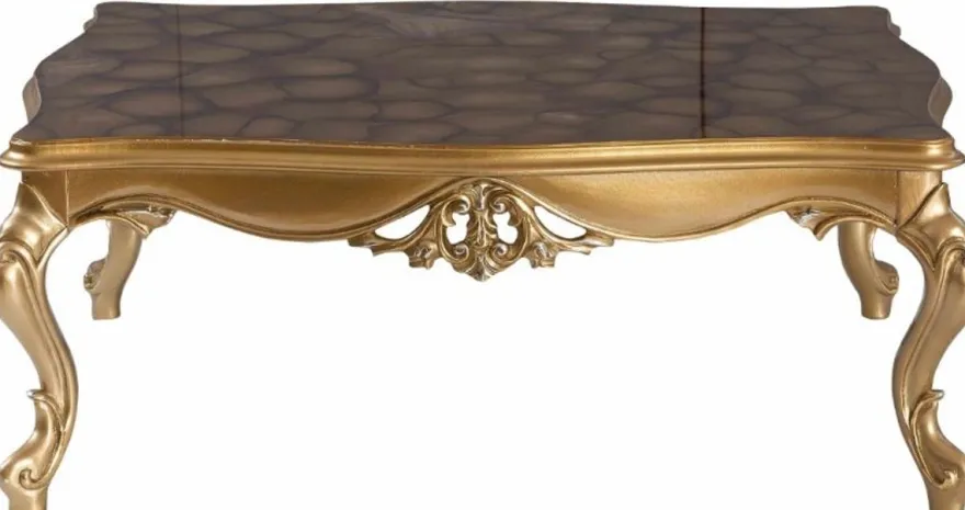 Casa Padrino Luxus Barock Couchtisch Schwarz / Gold 130 x 96 x H. 48 cm - Prunkvoller Wohnzimmertisch im Barockstil - Barock Möbel