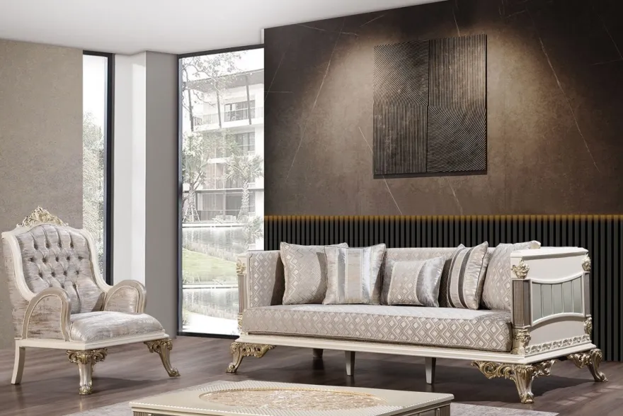 Casa Padrino Luxus Barock Couchtisch Creme / Weiß / Grau / Gold - Verspiegelter Barockstil Wohnzimmertisch - Luxus Möbel im Barockstil - Barockstil Wohnzimmer Möbel - Barock Möbel