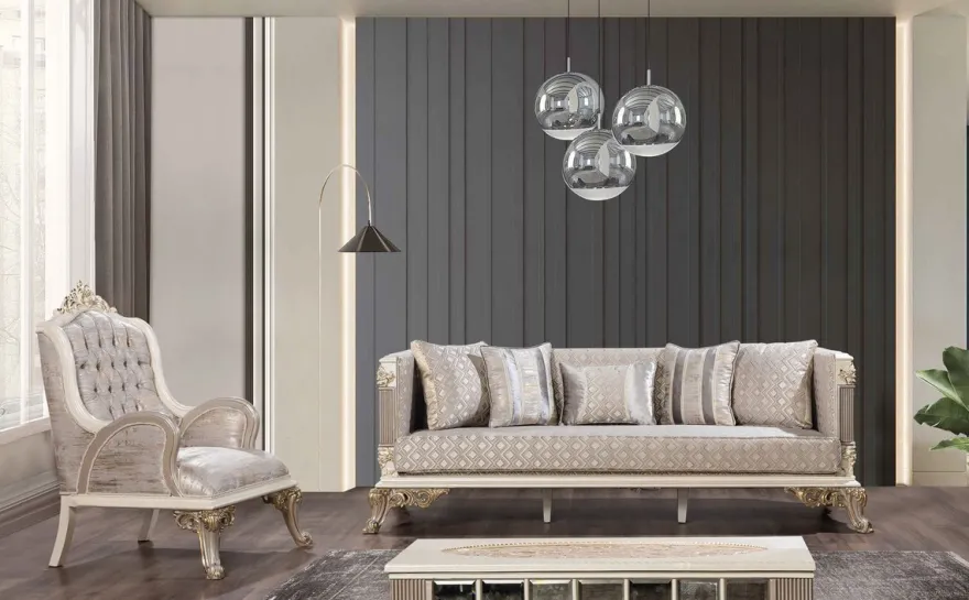 Casa Padrino Luxus Barock Couchtisch Creme / Weiß / Grau / Gold - Verspiegelter Barockstil Wohnzimmertisch - Luxus Möbel im Barockstil - Barockstil Wohnzimmer Möbel - Barock Möbel