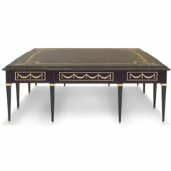 Casa Padrino Luxus Barock Couchtisch mit Glasplatte Schwarz / Gold 127 cm - Made in Italy