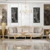 Casa Padrino Luxus Barock Couchtisch Gold / Creme / Weiß - Handgefertigter Massivholz Wohnzimmertisch im Barockstil - Luxus Wohnzimmer Möbel im Barockstil - Barock Möbel - Edel & Prunkvoll