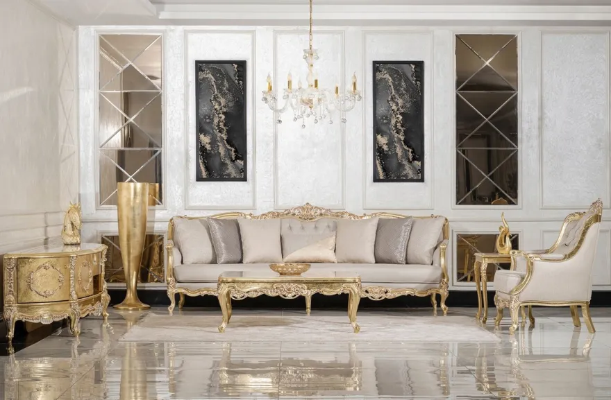 Casa Padrino Luxus Barock Couchtisch Gold / Creme / Weiß - Handgefertigter Massivholz Wohnzimmertisch im Barockstil - Luxus Wohnzimmer Möbel im Barockstil - Barock Möbel - Edel & Prunkvoll