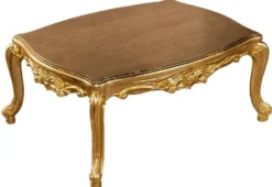 Casa Padrino Luxus Barock Couchtisch Gold - Handgefertigter Massivholz Wohnzimmertisch - Prunkvolle Massivholz Wohnzimmer Möbel im Barockstil
