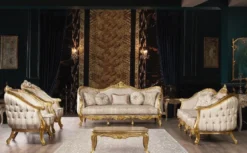 Casa Padrino Luxus Barock Couchtisch Gold - Handgefertigter Massivholz Wohnzimmertisch - Prunkvolle Massivholz Wohnzimmer Möbel im Barockstil