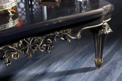 Casa Padrino Luxus Barock Couchtisch Blau / Gold / Schwarz 131 x 85 x H. 45 cm - Wohnzimmertisch im Barockstil