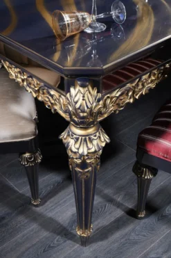 Casa Padrino Luxus Barock Couchtisch Blau / Gold / Schwarz 131 x 85 x H. 45 cm - Wohnzimmertisch im Barockstil