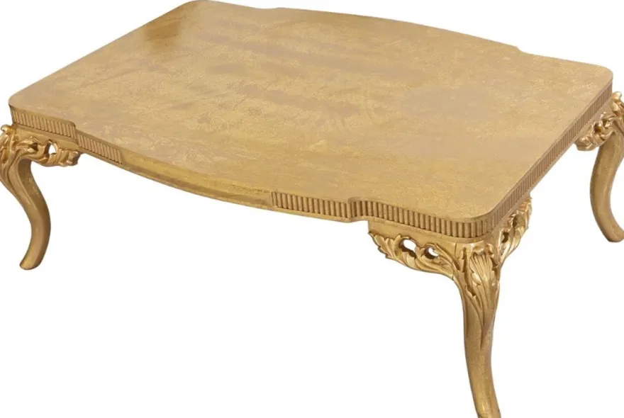 Casa Padrino Luxus Barock Couchtisch Gold 120 x 86 x H. 45 cm - Prunkvoller Wohnzimmertisch - Wohnzimmer Möbel im Barockstil