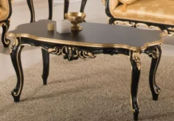 Casa Padrino Luxus Barock Couchtisch Schwarz / Gold 103 x 62 x H. 49 cm - Edler Wohnzimmertisch im Barockstil - Barock Wohnzimmer Möbel