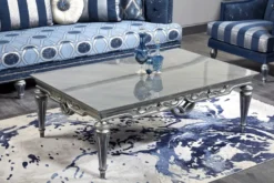 Casa Padrino Luxus Barock Couchtisch Silber 143 x 94 x H. 44 cm - Wohnzimmertisch im Barockstil