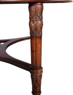 Casa Padrino Luxus Barock Couchtisch Dunkelbraun Ø 130 x H. 48 cm - Runder Mahagoni Wohnzimmertisch mit eglomisiertem Spiegelglas - Wohnzimmer Möbel im Barockstil