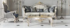 Casa Padrino Luxus Barock Couchtisch Gold / Silber 125 x 125 x H. 50 cm - Massivholz Wohnzimmertisch im Barockstil - Edel & Prunkvoll