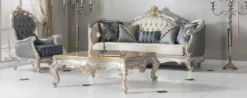 Casa Padrino Luxus Barock Couchtisch Gold / Silber 125 x 125 x H. 50 cm - Massivholz Wohnzimmertisch im Barockstil - Edel & Prunkvoll