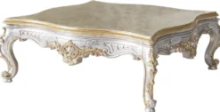 Casa Padrino Luxus Barock Couchtisch Gold / Silber 125 x 125 x H. 50 cm - Massivholz Wohnzimmertisch im Barockstil - Edel & Prunkvoll