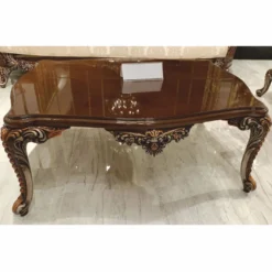 Casa Padrino Luxus Barock Couchtisch Dunkelbraun / Grau / Bronze 119 cm - Barock Möbel