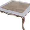 Casa Padrino Luxus Barock Couchtisch Beige / Weiß / Bronze 89 x 65 x H. 45 cm - Massivholz Wohnzimmertisch im Barockstil - Barock Wohnzimmer Möbel