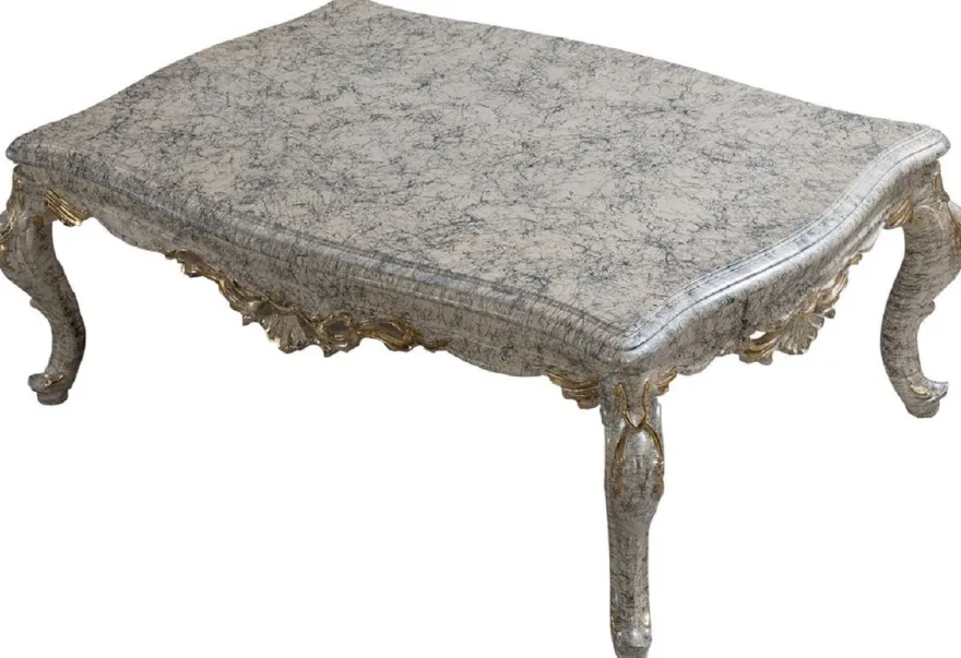 Casa Padrino Luxus Barock Couchtisch Antik Weiß / Gold - Handgefertigter Barockstil Wohnzimmertisch - Luxus Möbel im Barockstil - Barockstil Wohnzimmer Möbel - Barock Einrichtung - Barock Möbel