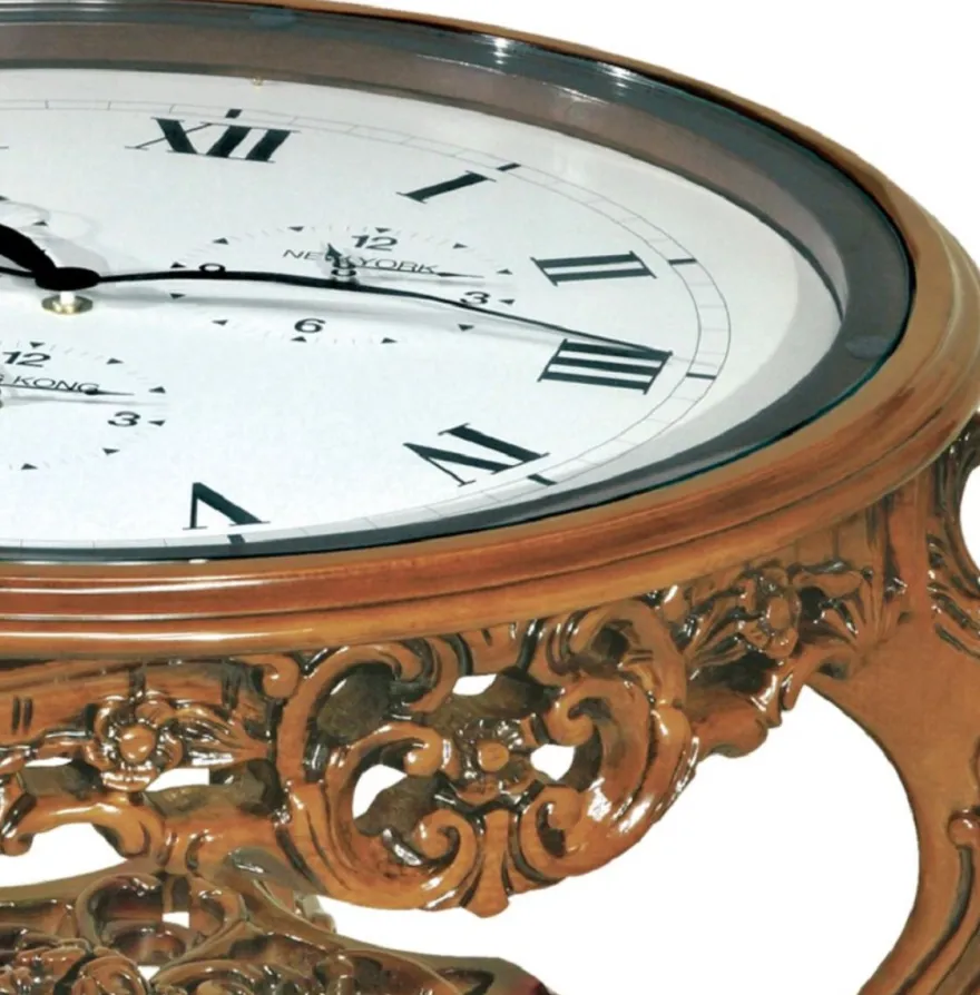 Casa Padrino Luxus Barock Couchtisch mit Uhr Braun - Prunkvoller Barockstil Cocktailtisch - Barock Möbel - Barock Interior - Edel & Prunkvoll - Luxus Qualität - Made in Italy