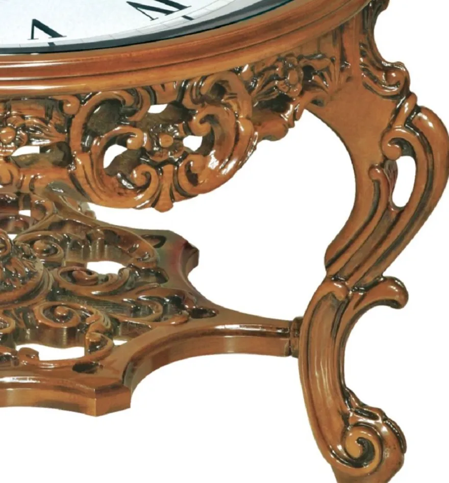 Casa Padrino Luxus Barock Couchtisch mit Uhr Braun - Prunkvoller Barockstil Cocktailtisch - Barock Möbel - Barock Interior - Edel & Prunkvoll - Luxus Qualität - Made in Italy