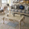 Casa Padrino Luxus Barock Couchtisch Weiß / Gold 118 x 87 x H. 50 cm - Massivholz Wohnzimmertisch - Möbel im Barockstil