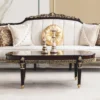 Casa Padrino Luxus Barock Couchtisch Dunkelbraun / Gold 138 cm - Barock Möbel