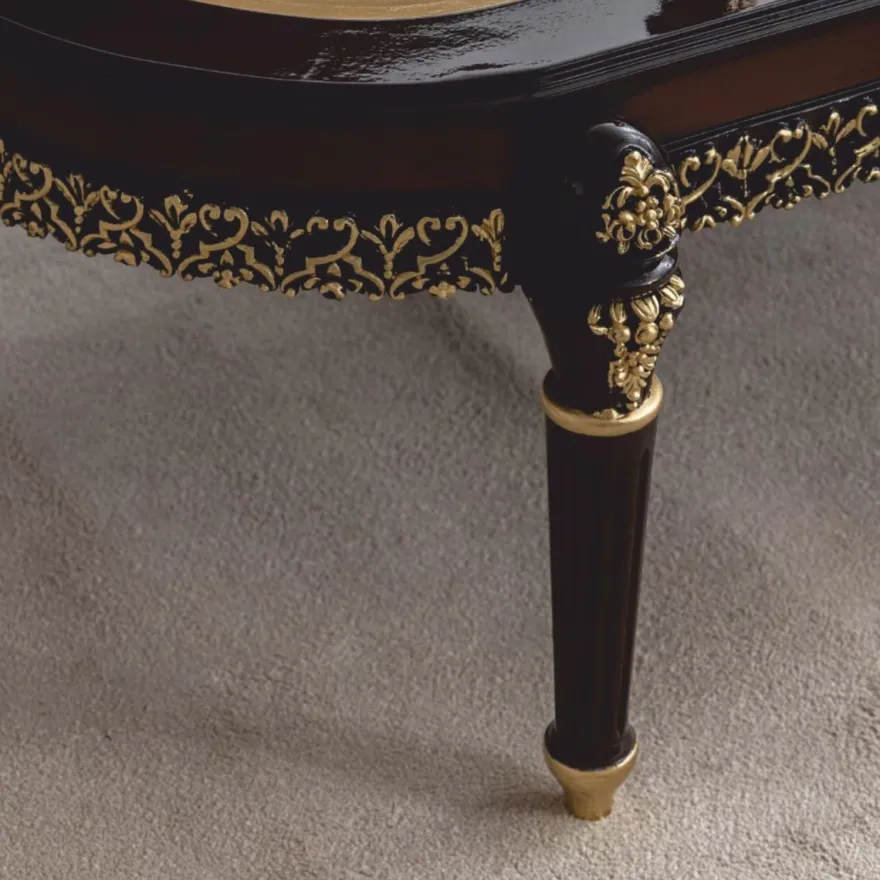 Casa Padrino Luxus Barock Couchtisch Dunkelbraun / Gold 138 cm - Barock Möbel