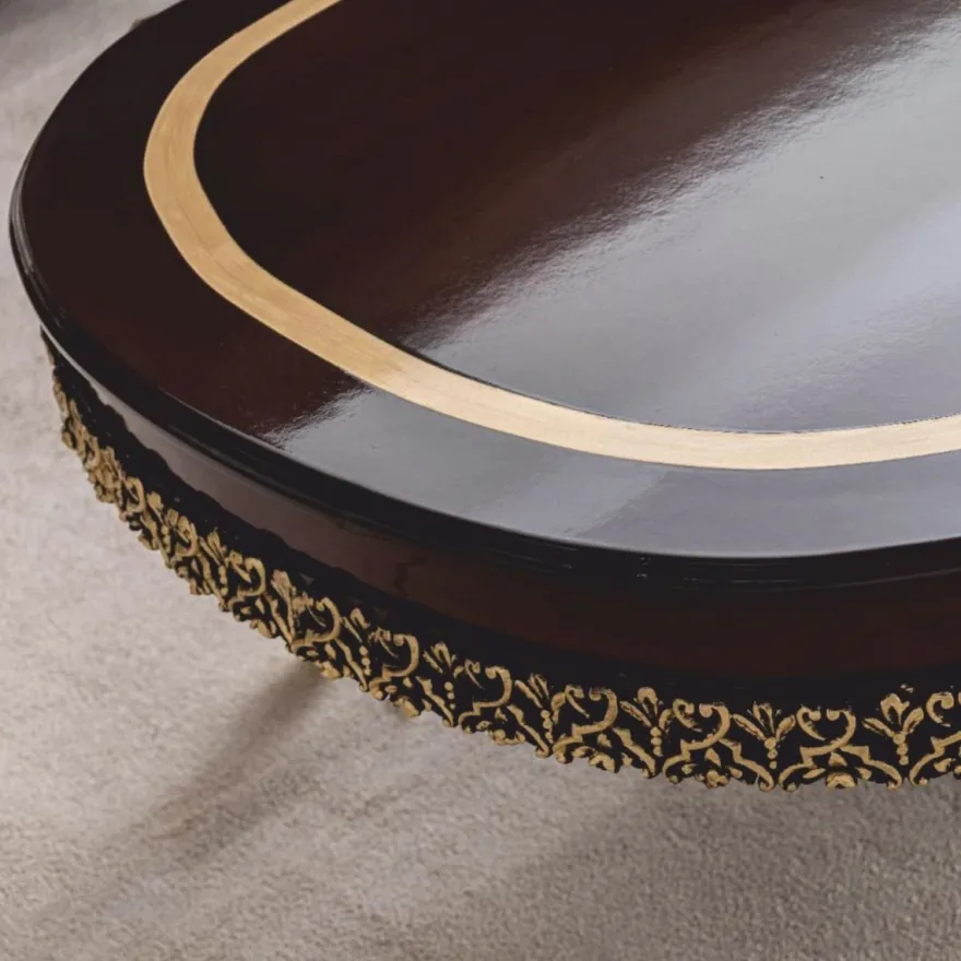 Casa Padrino Luxus Barock Couchtisch Dunkelbraun / Gold 138 cm - Barock Möbel