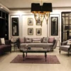 Casa Padrino Luxus Barock Couchtisch Grau / Schwarz / Silber 140 x 85 x H. 50 cm - Edler Massivholz Wohnzimmertisch mit Glasplatte - Barockstil Wohnzimmer Möbel