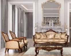 Casa Padrino Luxus Barock Couchtisch Braun / Gold - Massivholz Wohnzimmertisch im Barockstil - Barock Wohnzimmer Möbel - Edel & Prunkvoll