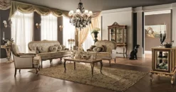 Casa Padrino Luxus Barock Couchtisch mit Marmorplatte Creme / Dunkelbraun / Gold - Prunkvoller Wohnzimmertisch im Barockstil - Barock Möbel - Edel & Prunkvoll - Luxus Qualität - Made in Italy