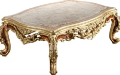 Casa Padrino Luxus Barock Couchtisch Beige / Creme / Gold / Braun - Prunkvoller Massivholz Wohnzimmertisch im Barockstil - Prunkvolle Barock Möbel
