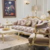 Casa Padrino Luxus Barock Couchtisch Weiß / Gold 121 x 81 x H. 44 cm - Edler Massivholz Wohnzimmertisch im Barockstil - Barock Wohnzimmer Möbel