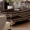 Casa Padrino Luxus Barock Couchtisch Dunkelbraun / Grau / Gold 156 cm