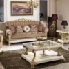 Casa Padrino Luxus Barock Couchtisch mit Glasplatte Weiß / Beige / Gold - Prunkvoller Massivholz Wohnzimmertisch im Barockstil - Barock Wohnzimmer Möbel - Edel & Prunkvoll