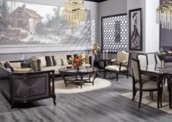 Casa Padrino Luxus Barock Couchtisch Blau / Schwarz - Runder Massivholz Wohnzimmertisch im Barockstil - Luxus Wohnzimmer Möbel im Barockstil - Barock Möbel - Edel & Prunkvoll