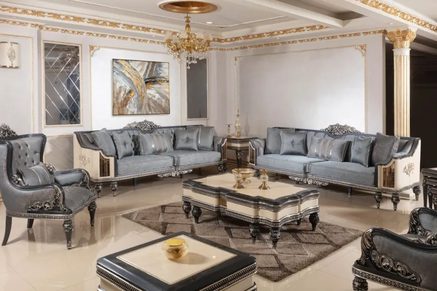 Casa Padrino Luxus Barock Couchtisch Beige / Schwarz / Gold - Prunkvoller Massivholz Wohnzimmertisch im Barockstil - Barock Wohnzimmer Möbel - Edel & Prunkvoll