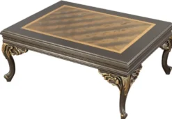 Casa Padrino Luxus Barock Couchtisch Grau / Gold 110 x 84 x H. 48 cm - Prunkvoller handgefertigter Wohnzimmertisch im Barockstil - Barock Möbel
