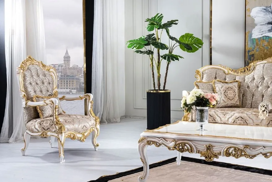 Casa Padrino Luxus Barock Couchtisch Weiß / Beige / Gold - Prunkvoller Wohnzimmertisch im Barockstil - Barockstil Wohnzimmer Möbel - Barock Möbel - Barock Einrichtung - Luxus Möbel im Barockstil