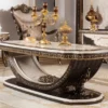 Casa Padrino Luxus Barock Couchtisch Creme / Dunkelbraun / Gold 168 cm