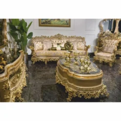 Casa Padrino Luxus Barock Couchtisch Grau / Grün / Schwarz / Gold 164 cm - Barockstil Wohnzimmertisch - Barockstil Wohnzimmer Möbel