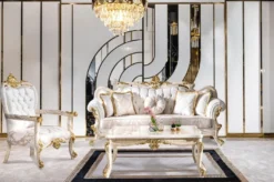 Casa Padrino Luxus Barock Couchtisch Beige / Weiß / Gold - Prunkvoller Wohnzimmertisch im Barockstil - Barockstil Wohnzimmer Möbel - Barock Möbel - Barock Einrichtung - Luxus Möbel im Barockstil